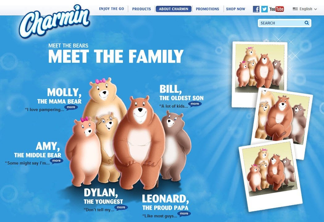 Brand voice Charmin bear mascot family