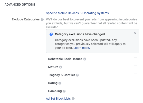 facebook ad exclusions