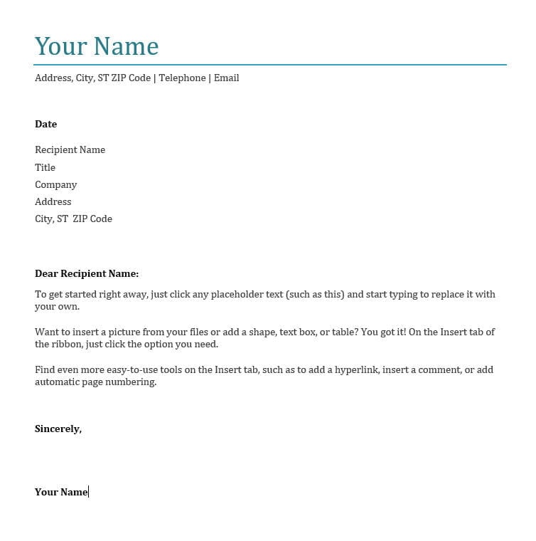 cover letter template to apply for a job