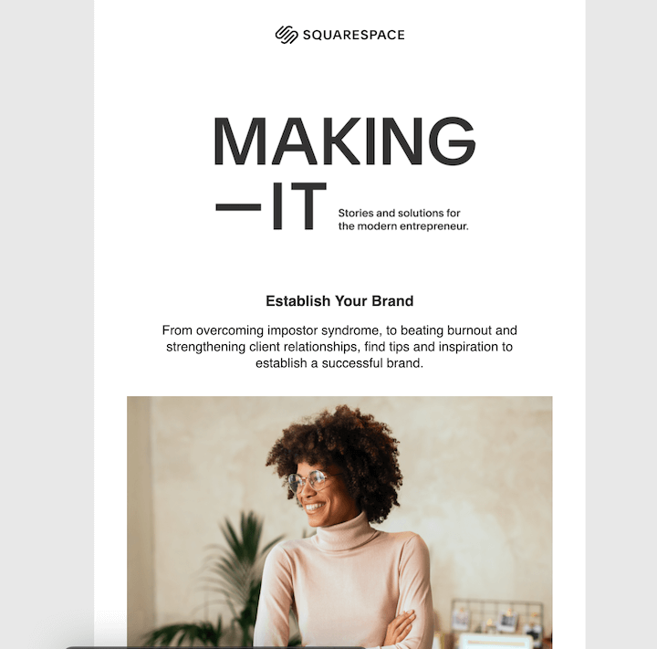 squarespace b2b email marketing example