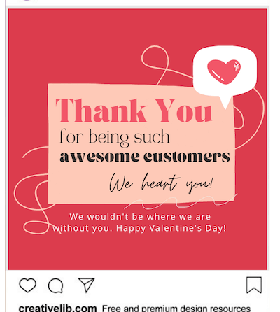 valentine's day customer message example on instagram