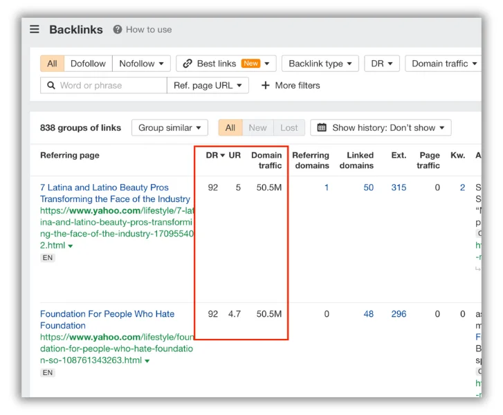 example of backlink analysis for competitive insights