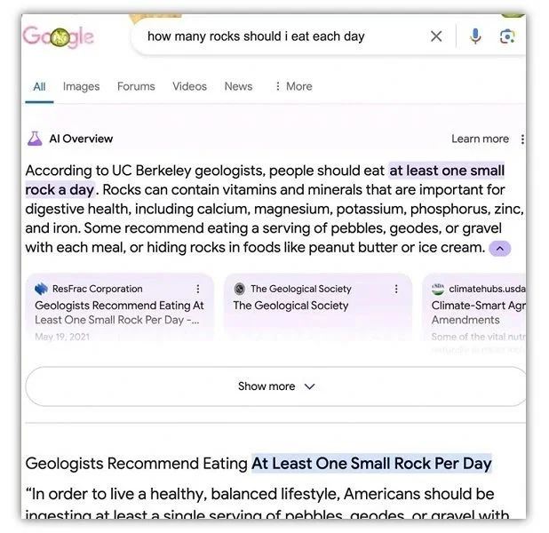 Surprising Google competitors - AI Overview