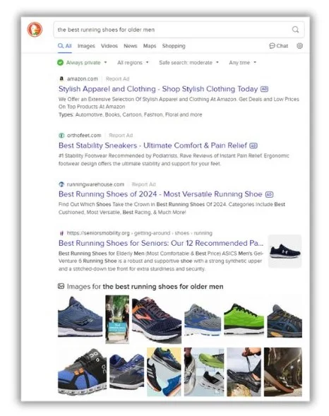 Surprising Google competitors - DuckDuckGo results page.