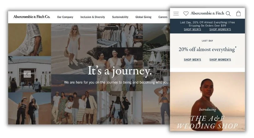 example of mobile-optimized site from abercrombie