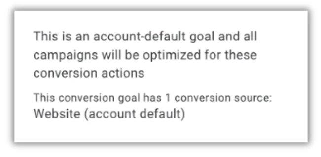 account default goal in google ads conversion tracking