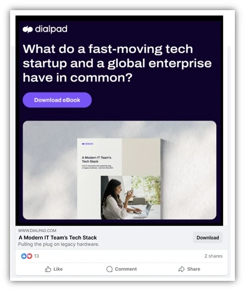 how to write an ebook - example ebook facebook ad
