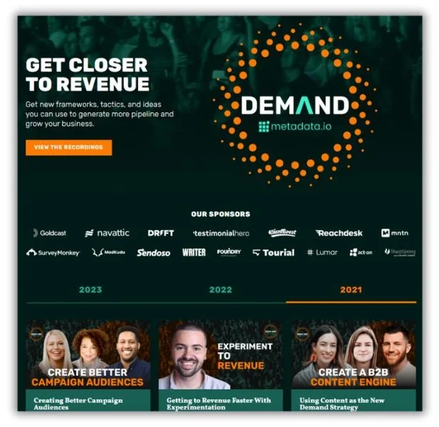 Content repurposing - DEMAND conference hopepage.