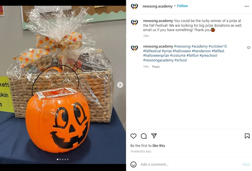 Halloween Instagram captions - Newsong Academy Instagram post.