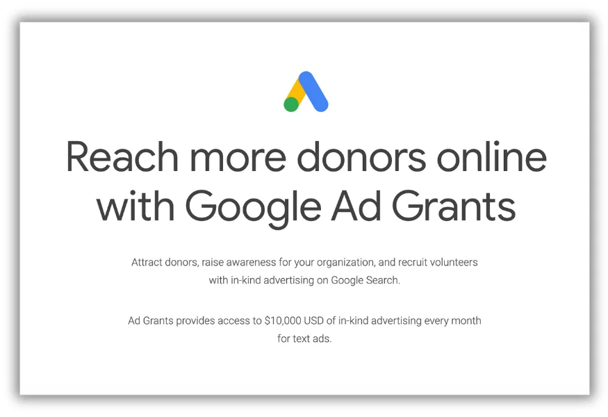 google ad grants homepage