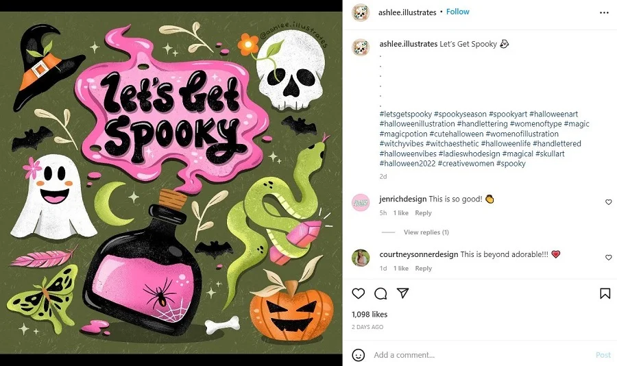 Halloween Instagram captions - Lets be spooky social post.