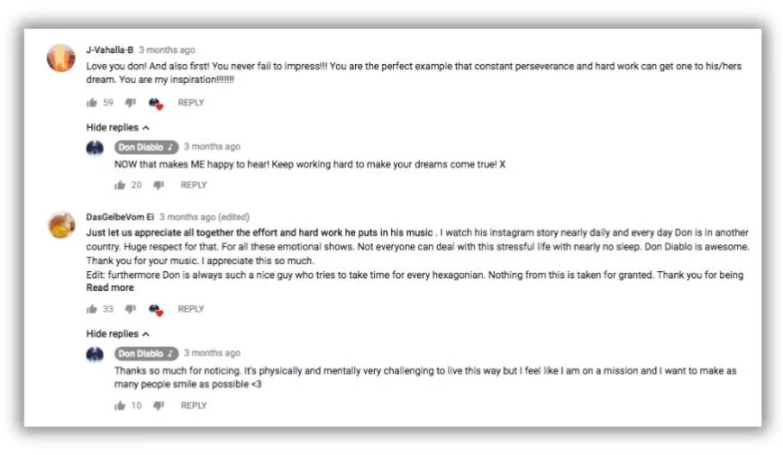 How to promote your YouTube channel - Screenshot of YouTube replies.