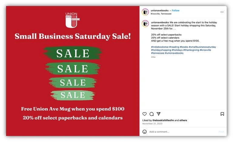 small business saturday marketing - sale example