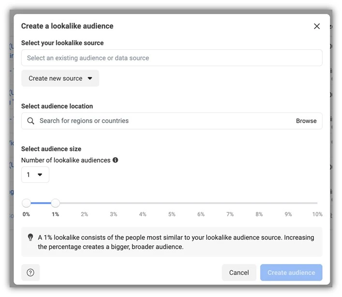 facebook ad targeting - custom audience size