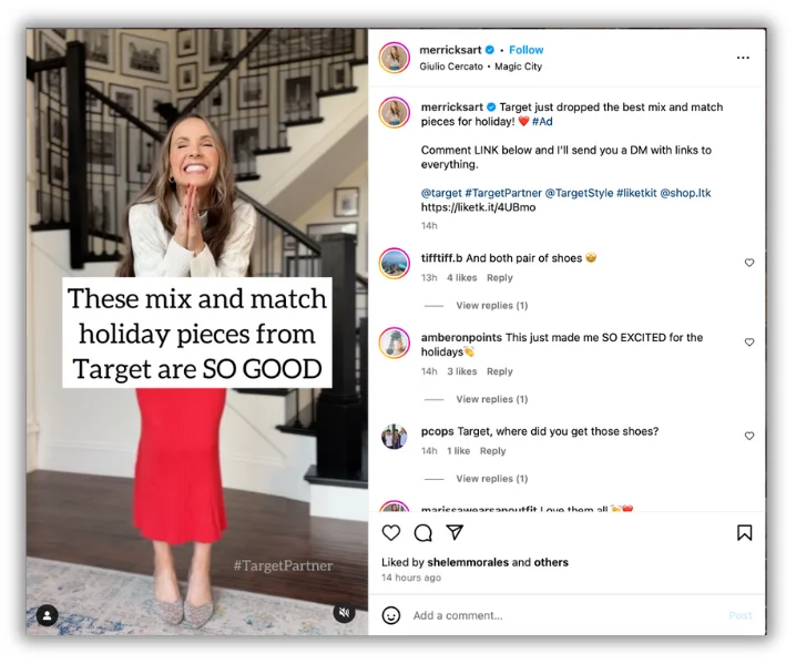 example of holiday influencer partnership with target