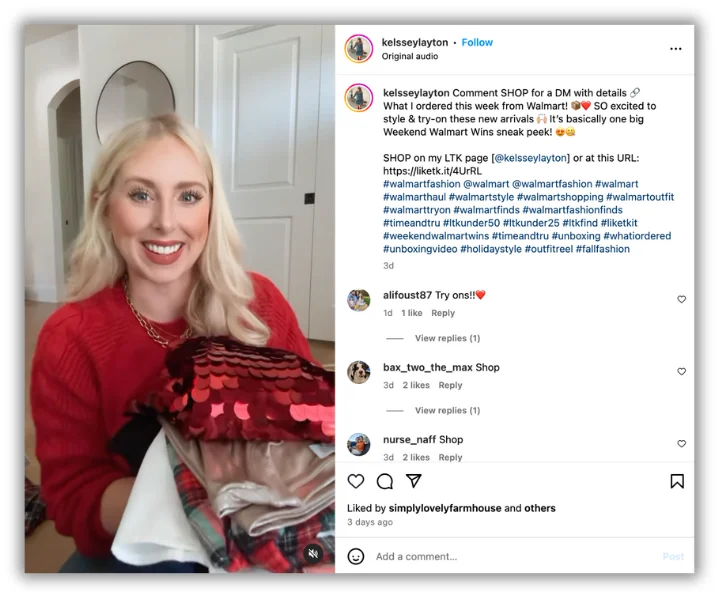 holiday influencer marketing example of unboxing video