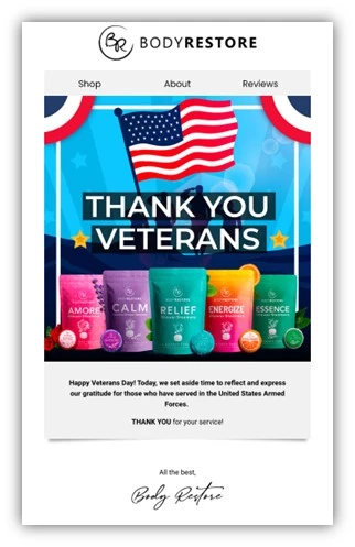 veterans day thank you message example