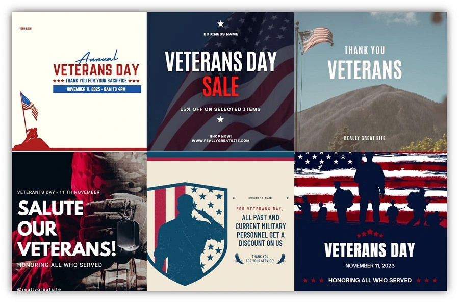 veterans day greetings - social media templates