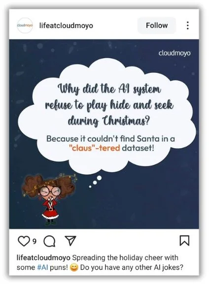 Christmas puns - Instagram post with an AI pun.