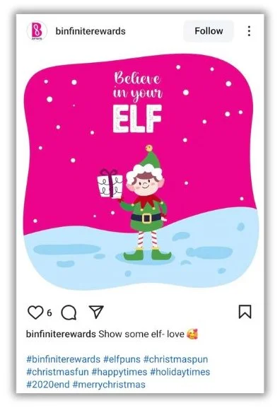 Christmas jokes - Instagram post with an elf joke.