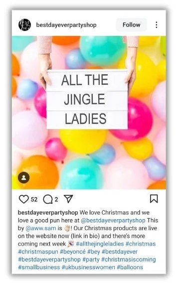 Christmas puns - Instagram post with a funny pun.