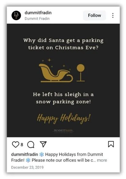 Christmas jokes - a post on Instagram with a Santa Claus joke.