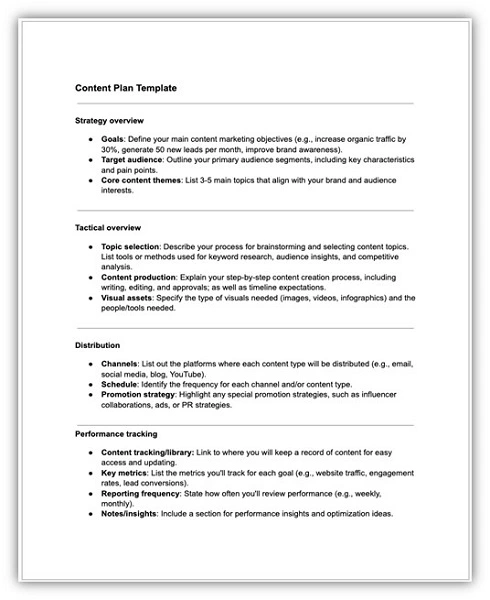 content planning template screenshot