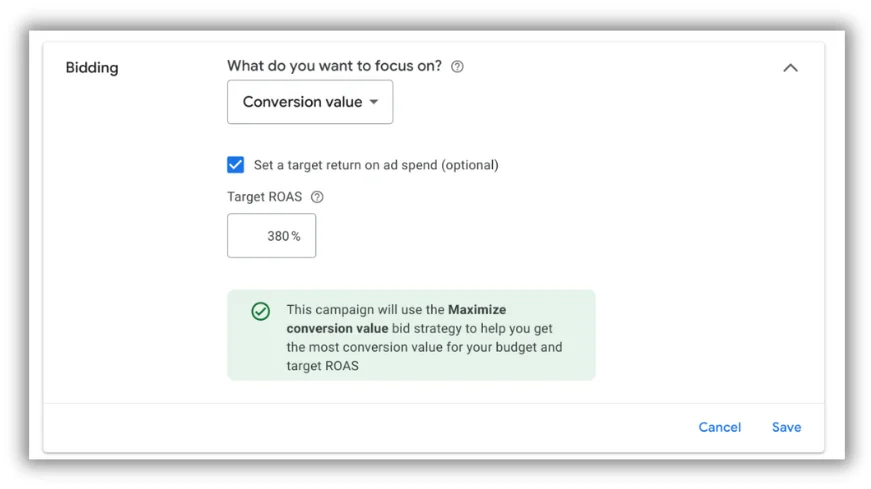 target roas smart bidding strategy