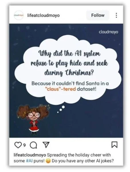 Winter puns - Instagram post with an AI-inspired pun.