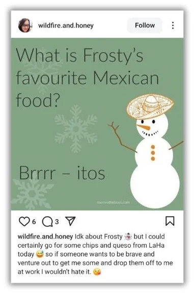 Winter puns - Instagram post with a punny joke.