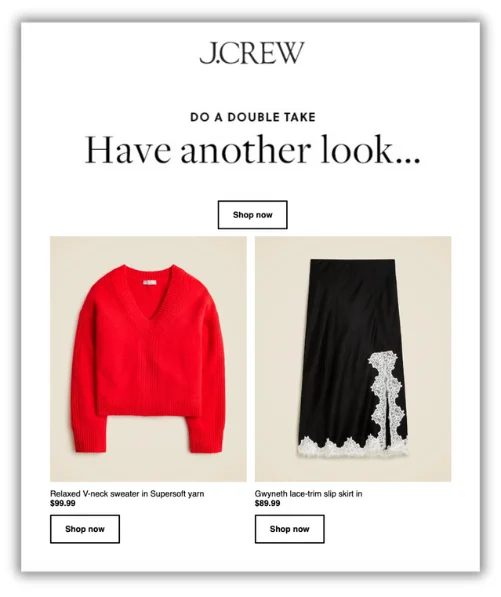 example of hyper-personalized website using ai marketing trend from jcrew