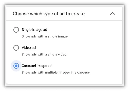 google ads demand gen campaign audit - ad type selection