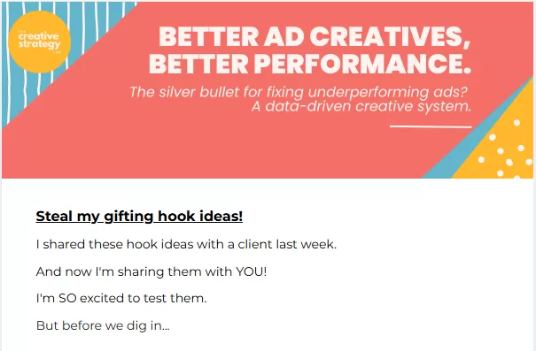 Marketing newsletters - screenshot from Creative Strategy.