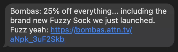 bombas sms marketing example