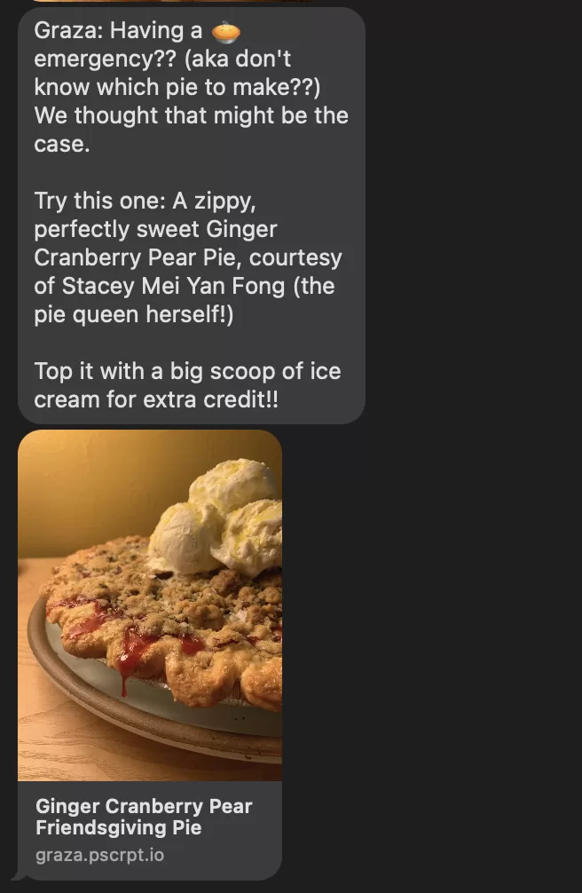 sms marketing example from graza of recipe