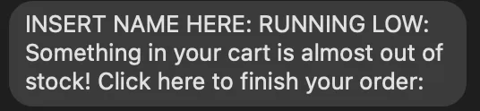 sms marketing example low stock reminder