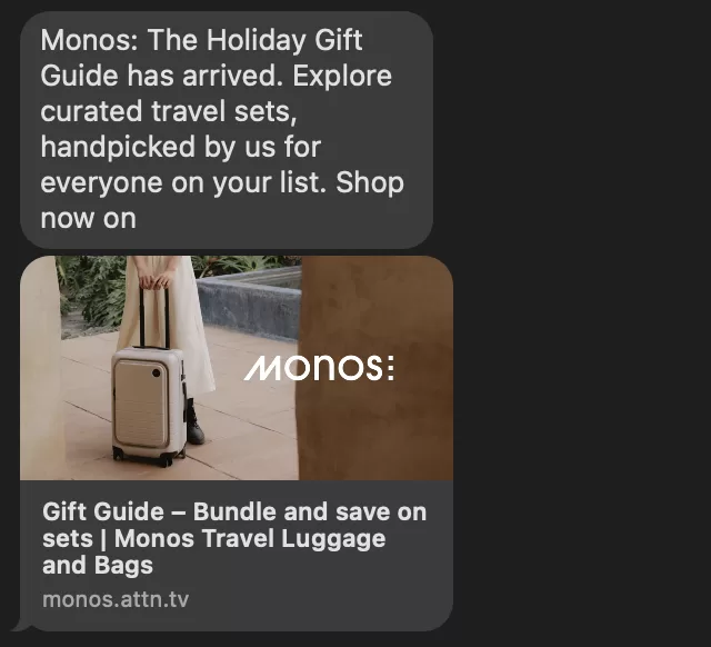 sms marketing gift guide example