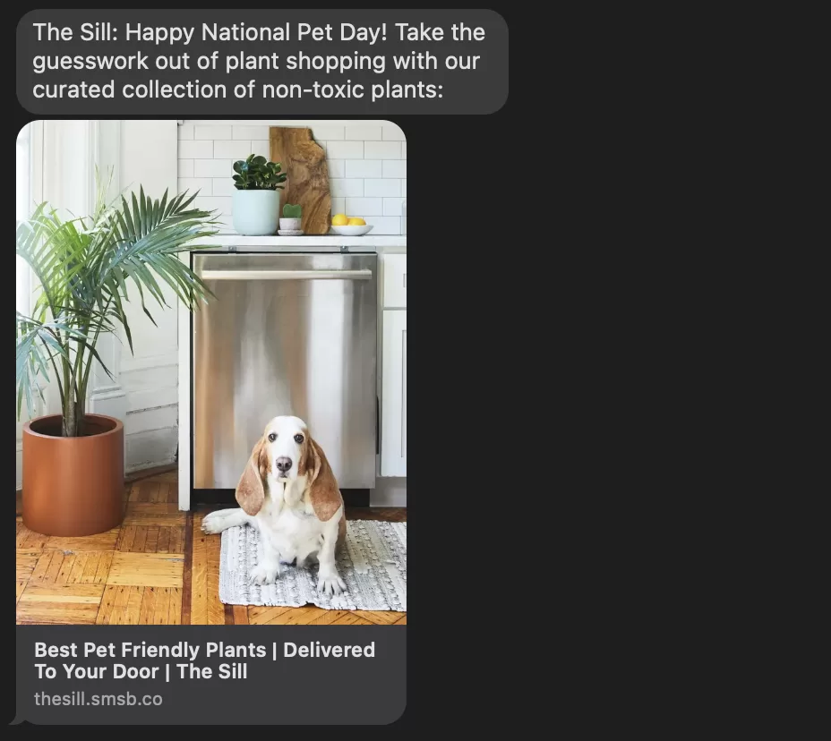 sms marketing example for national pet day