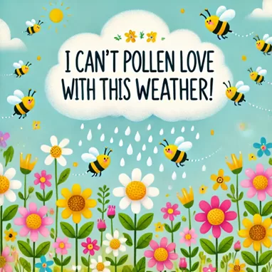 Spring puns - AI image with a pollen pun.