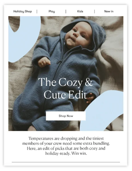 example of email marketing message from baby retailer